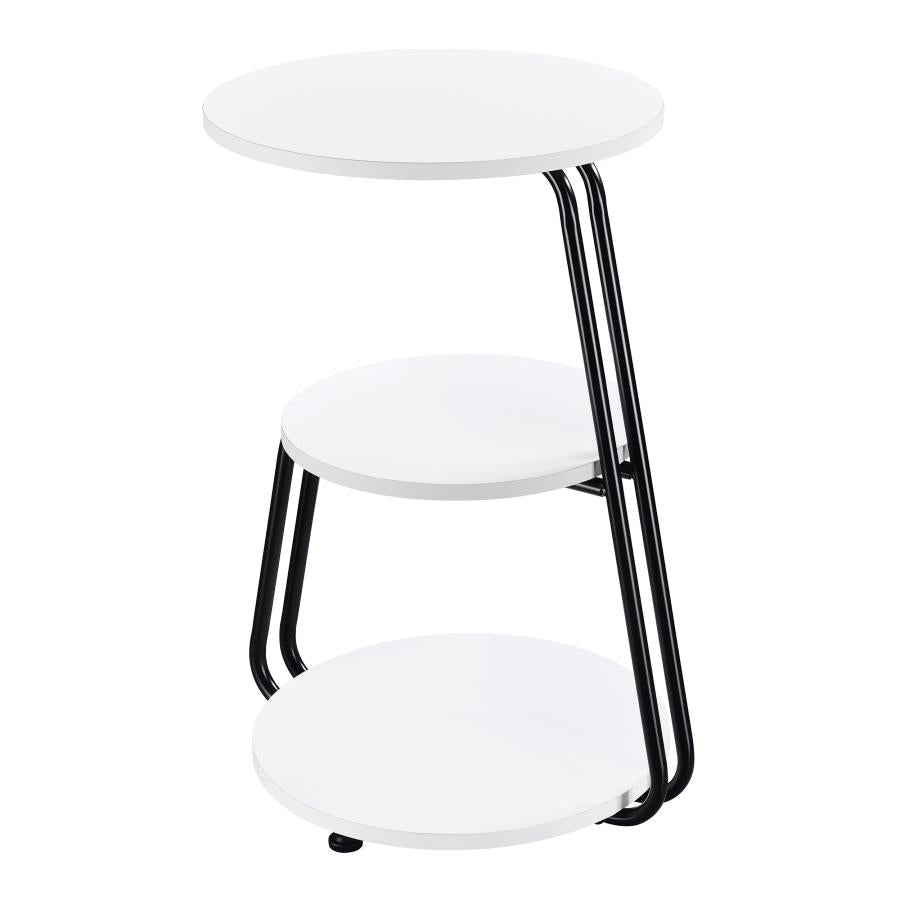 Hilly 3-tier Round Accent Side Table White and Black - 930071
