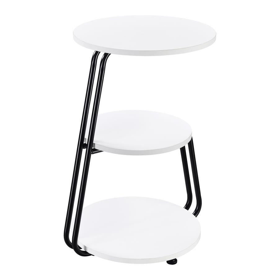 Hilly 3-tier Round Accent Side Table White and Black - 930071