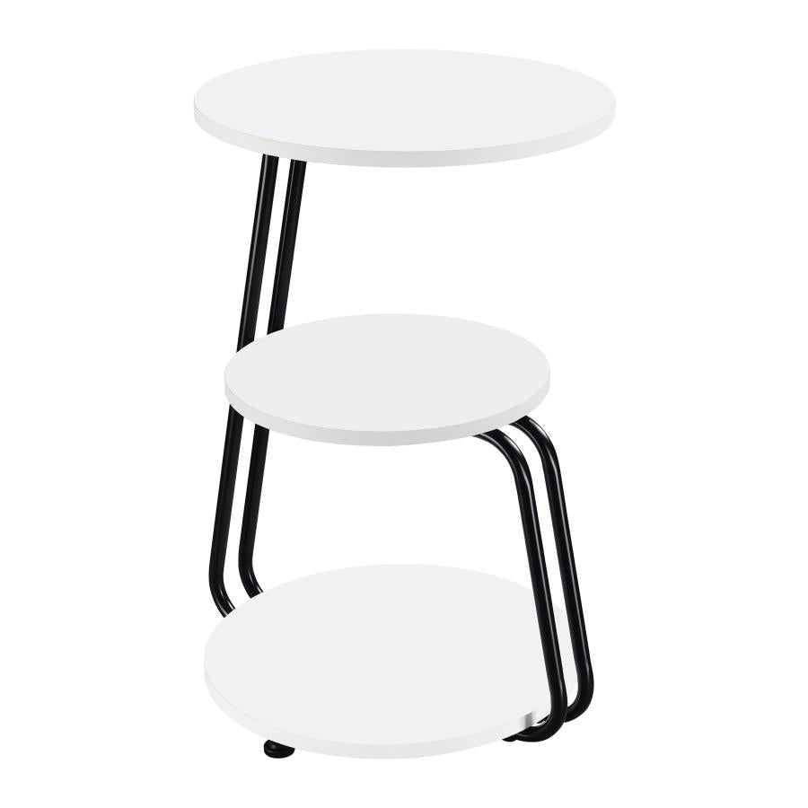 Hilly 3-tier Round Accent Side Table White and Black - 930071