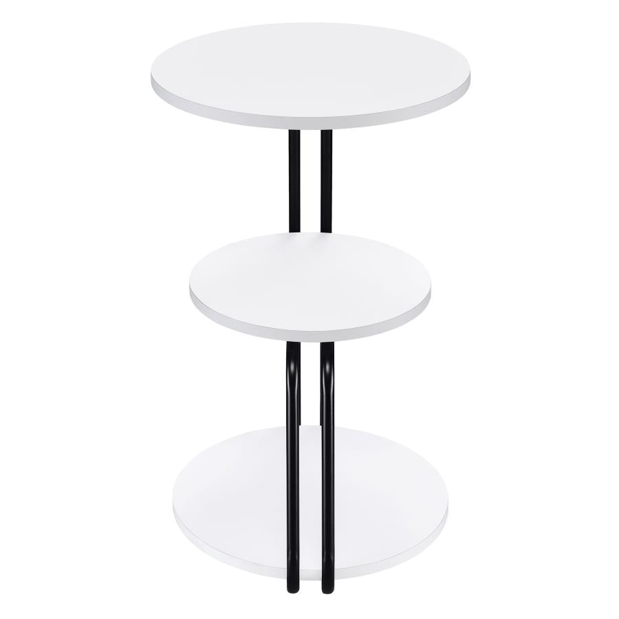 Hilly 3-tier Round Accent Side Table White and Black - 930071