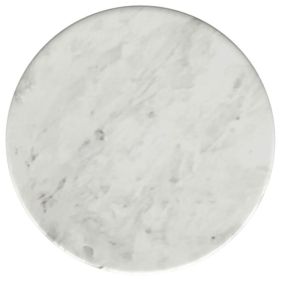 Berkeley Round Marble Top Side Table White and Brown - 930080
