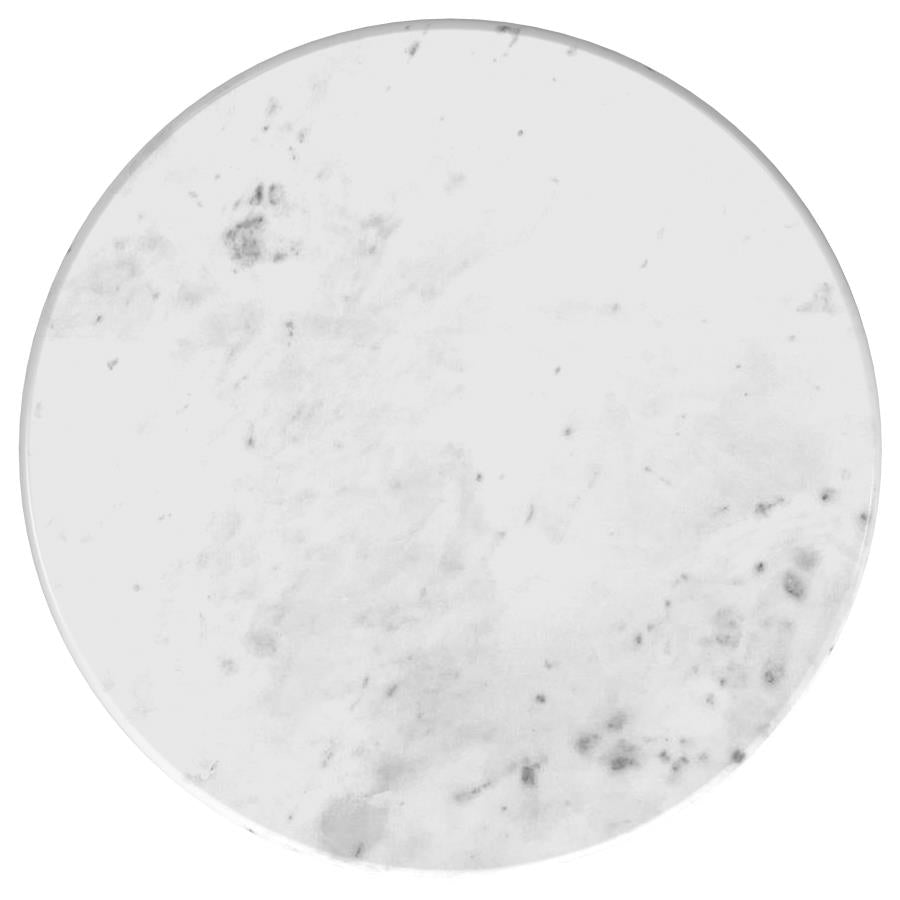 Baldwin Round Marble Top Side Table White and Gold - 930081