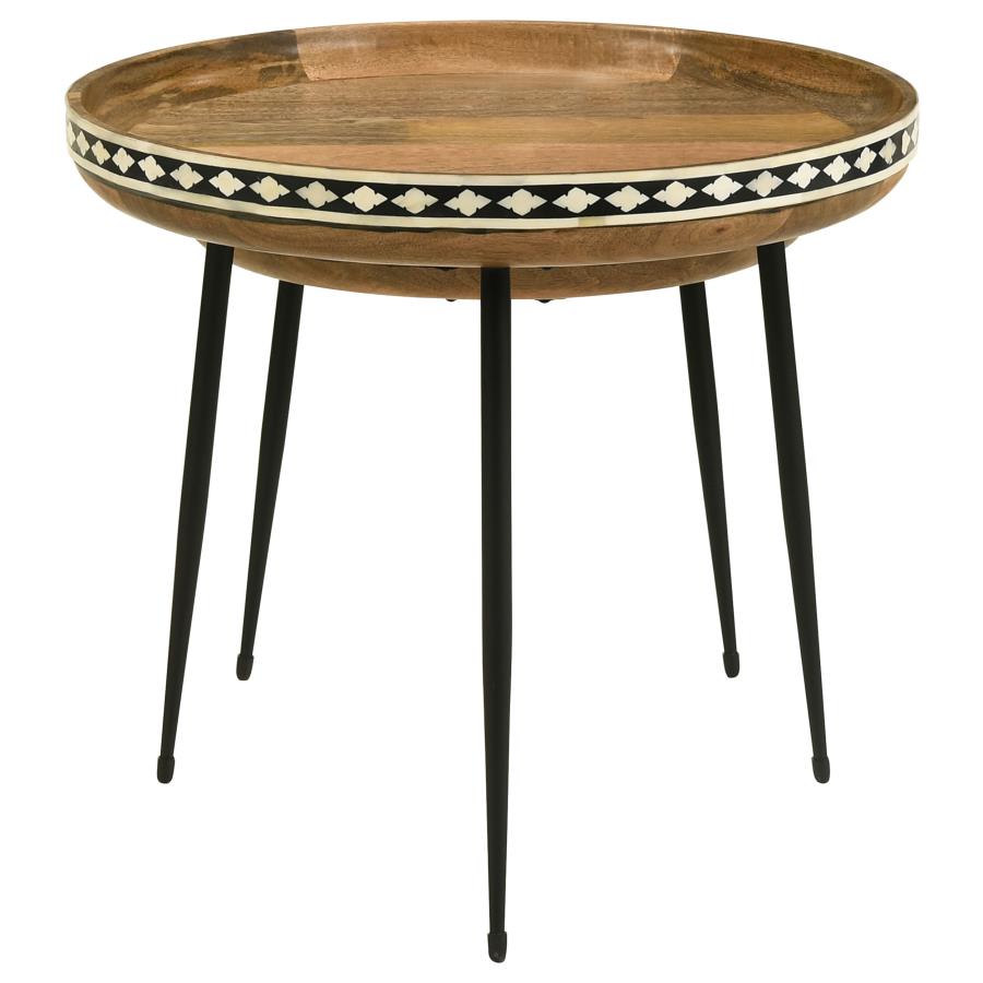 Ollie 2-piece Solid Wood Bone Inlay Nesting Table Natural - 930193