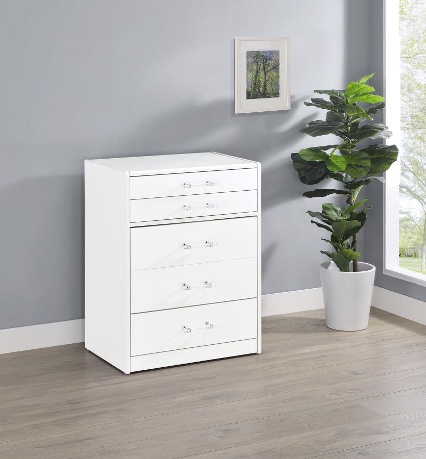Danbury 3-drawer Makeup Vanity & Stool Set White High Gloss - 930208