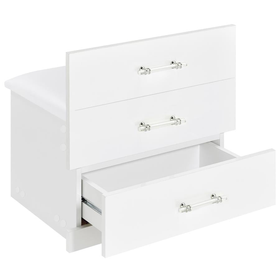 Danbury 3-drawer Makeup Vanity & Stool Set White High Gloss - 930208