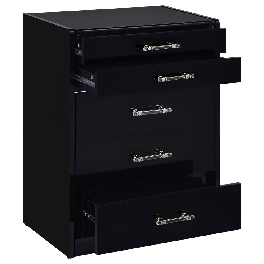 Danbury 3-drawer Makeup Vanity & Stool Set Black High Gloss - 930209