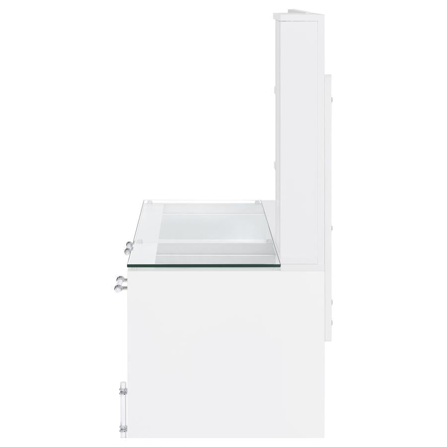 Flora 2-drawer Vanity Set with LED Mirror White High Gloss - 930218