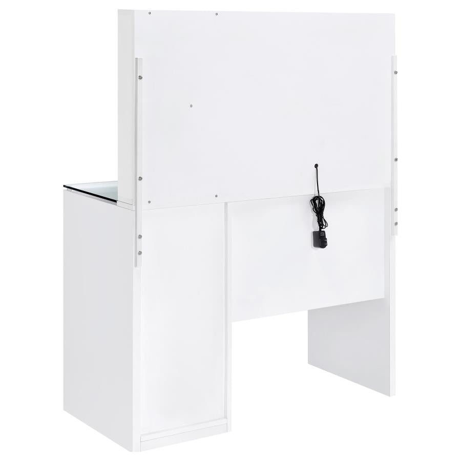 Flora 2-drawer Vanity Set with LED Mirror White High Gloss - 930218