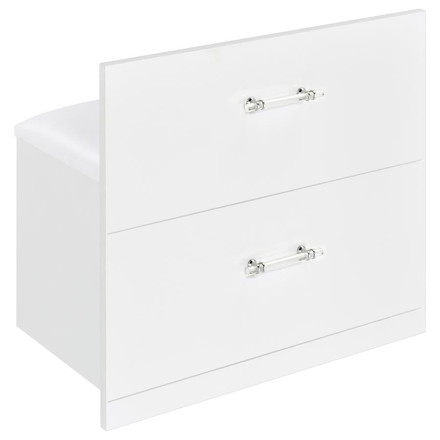 Flora 2-drawer Vanity Set with LED Mirror White High Gloss - 930218