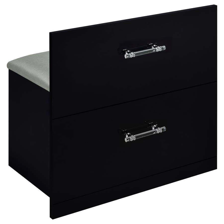 Flora 2-drawer Vanity Set with LED Mirror Black High Gloss - 930219
