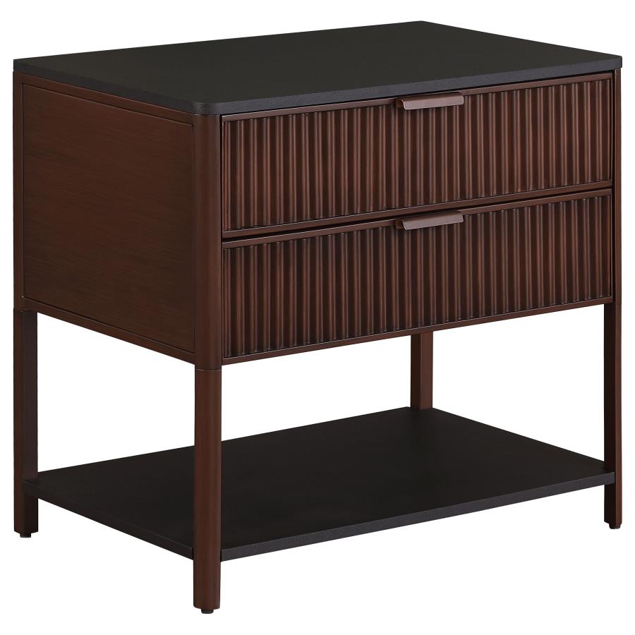 Zimmerlee 2-drawer Side Table with Shelf Rust Brown - 930221