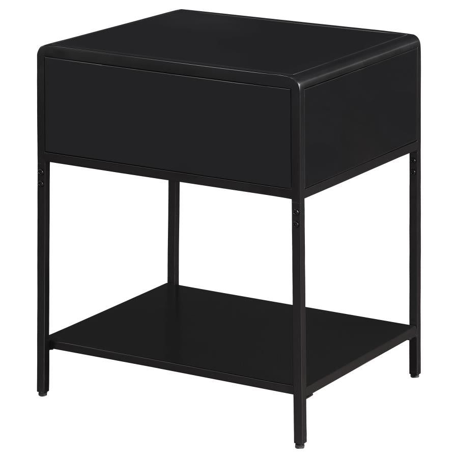 Amherst 1-drawer Radio Weave Cane Metal Bedside Table Black - 930235