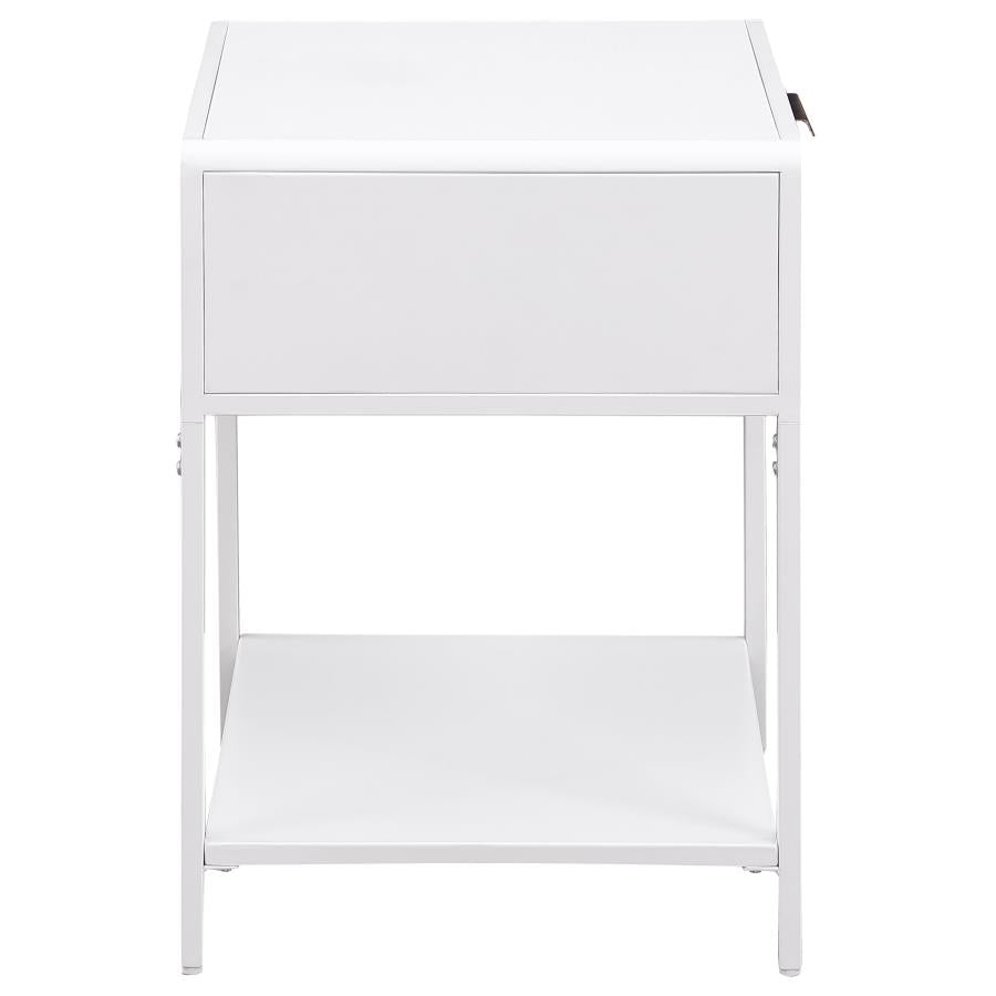 Amherst 1-drawer Radio Weave Cane Metal Bedside Table White - 930236