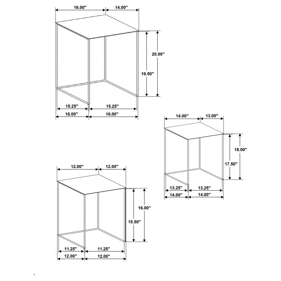 Imez 3-piece Rectangular Metal Nesting Table Set Grey - 930250