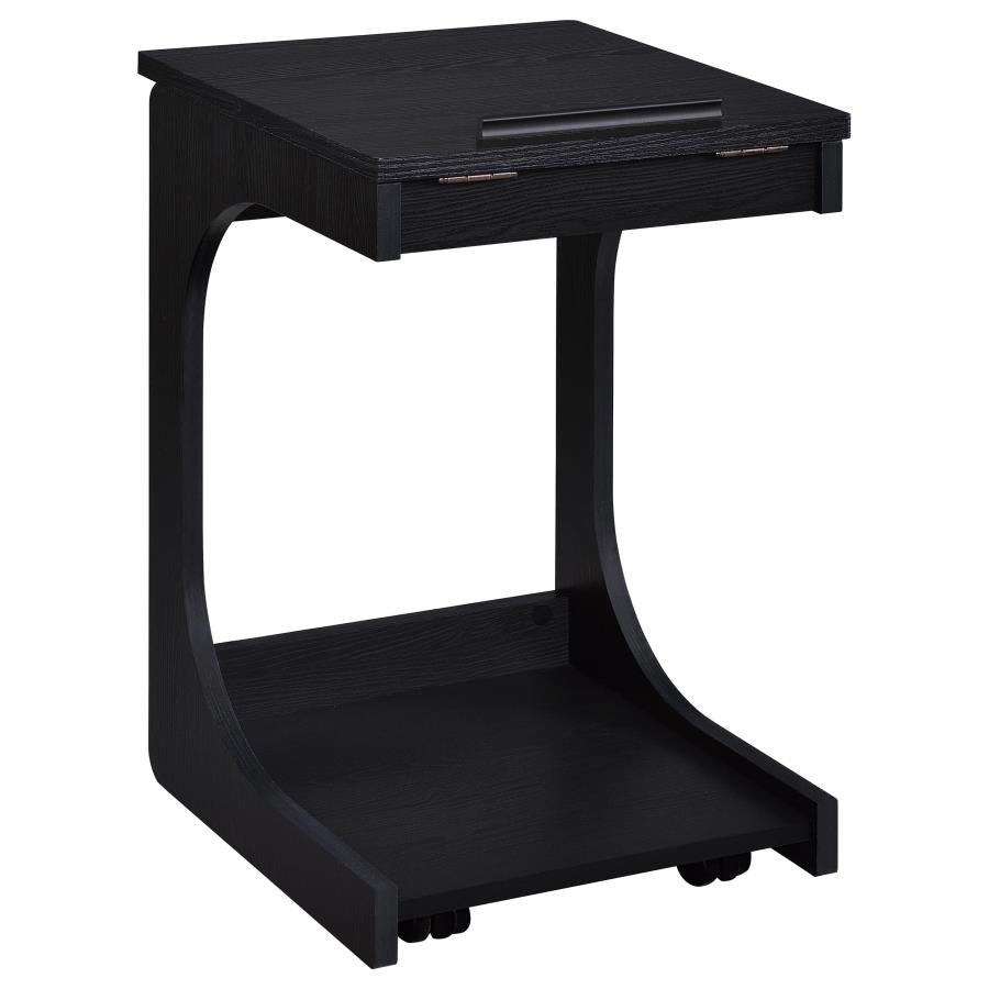Ralston C-Shaped Lift-Top Sofa Side Table With Casters Black - 930290
