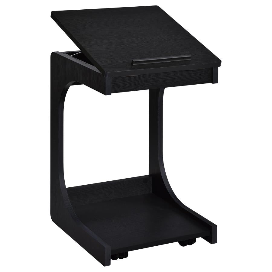 Ralston C-Shaped Lift-Top Sofa Side Table With Casters Black - 930290