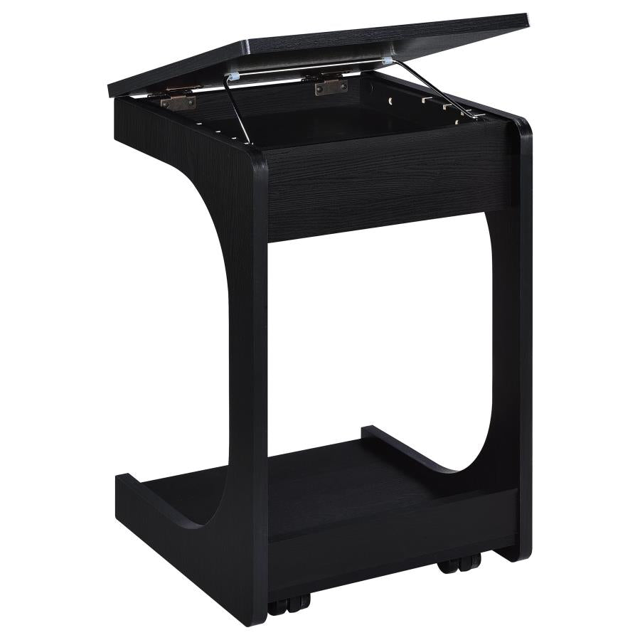 Ralston C-Shaped Lift-Top Sofa Side Table With Casters Black - 930290