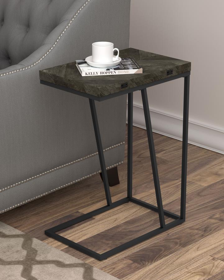 Carly Expandable Engineered Wood C-Shaped Side Table Grey - 931156
