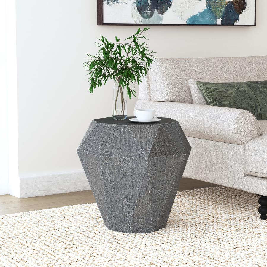 Jacinto Octagonal Solid Mango Wood Side Table Grey - 931159