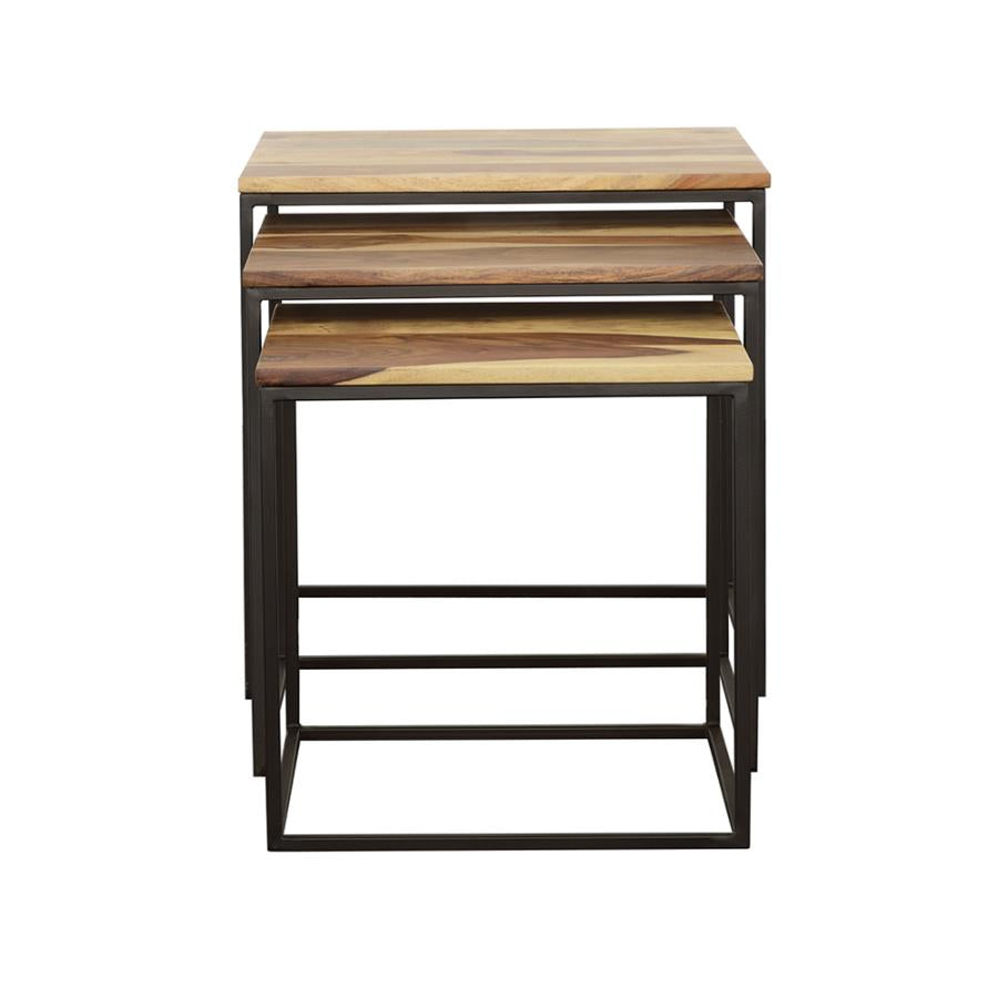 Belcourt 3-piece Square Nesting Tables Natural and Black - 931182