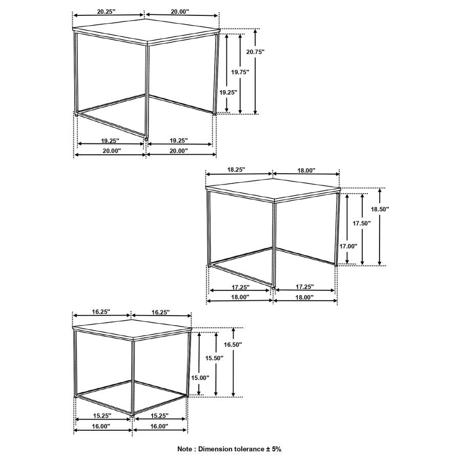 Belcourt 3-piece Square Nesting Tables Natural and Black - 931182