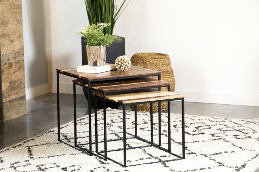 Belcourt 3-piece Square Nesting Tables Natural and Black - 931182