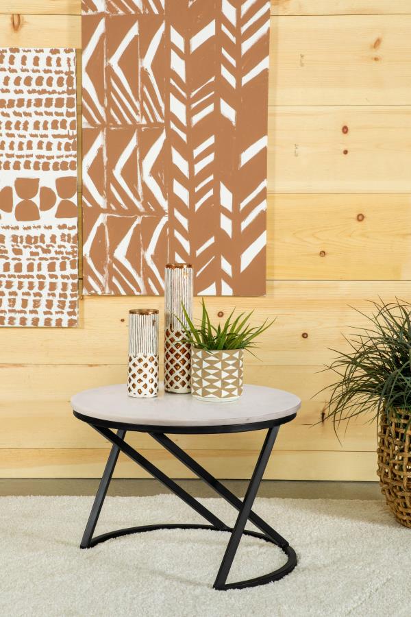 Miguel Round Marble Top Coffee Table White and Black - 931227