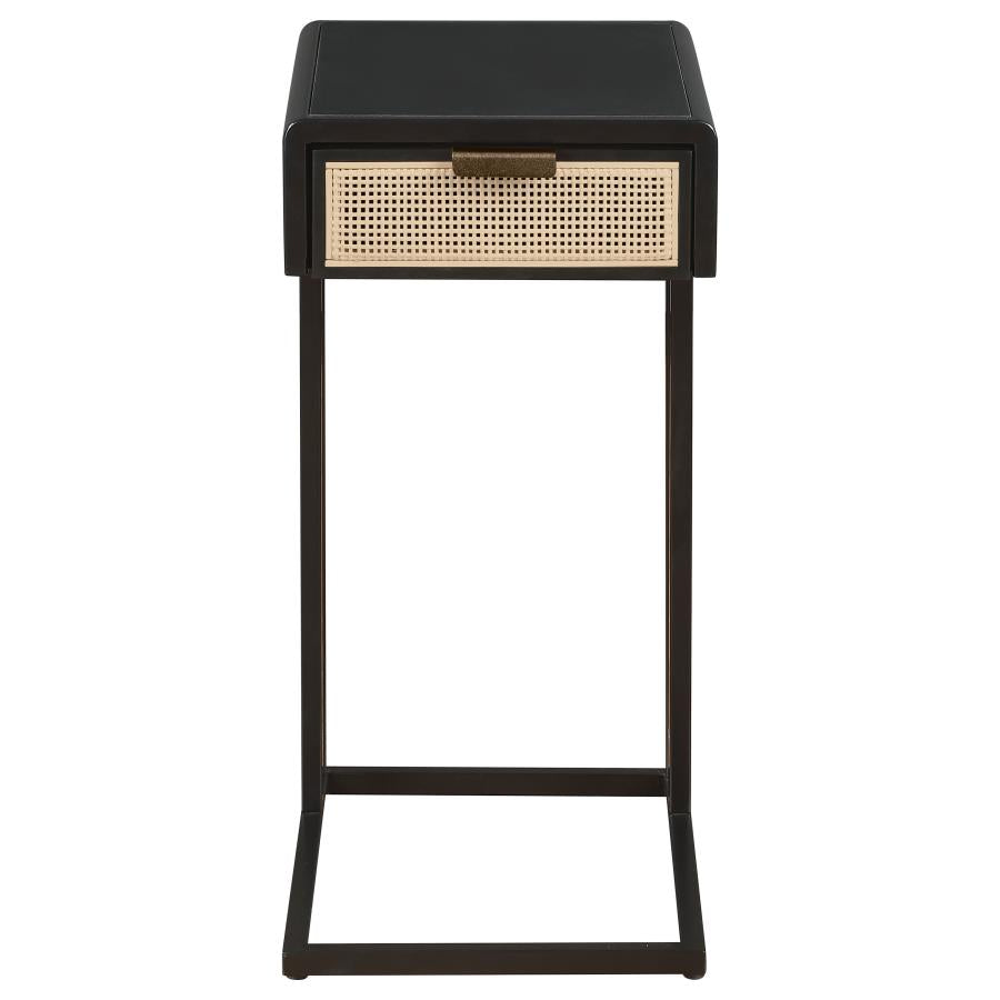Amherst 1-drawer Radio Weave Cane Metal Side Table Black - 931631