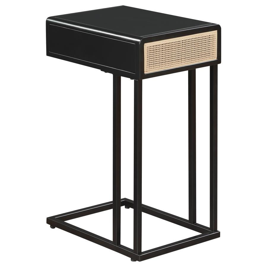 Amherst 1-drawer Radio Weave Cane Metal Side Table Black - 931631