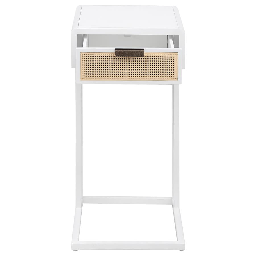 Amherst 1-drawer Radio Weave Cane Metal Side Table White - 931632