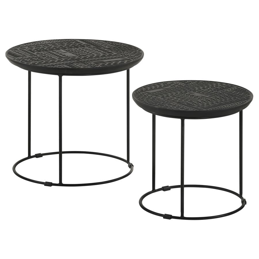 Loannis 2-piece Round Mango Wood Nesting Table Matte Black - 935842