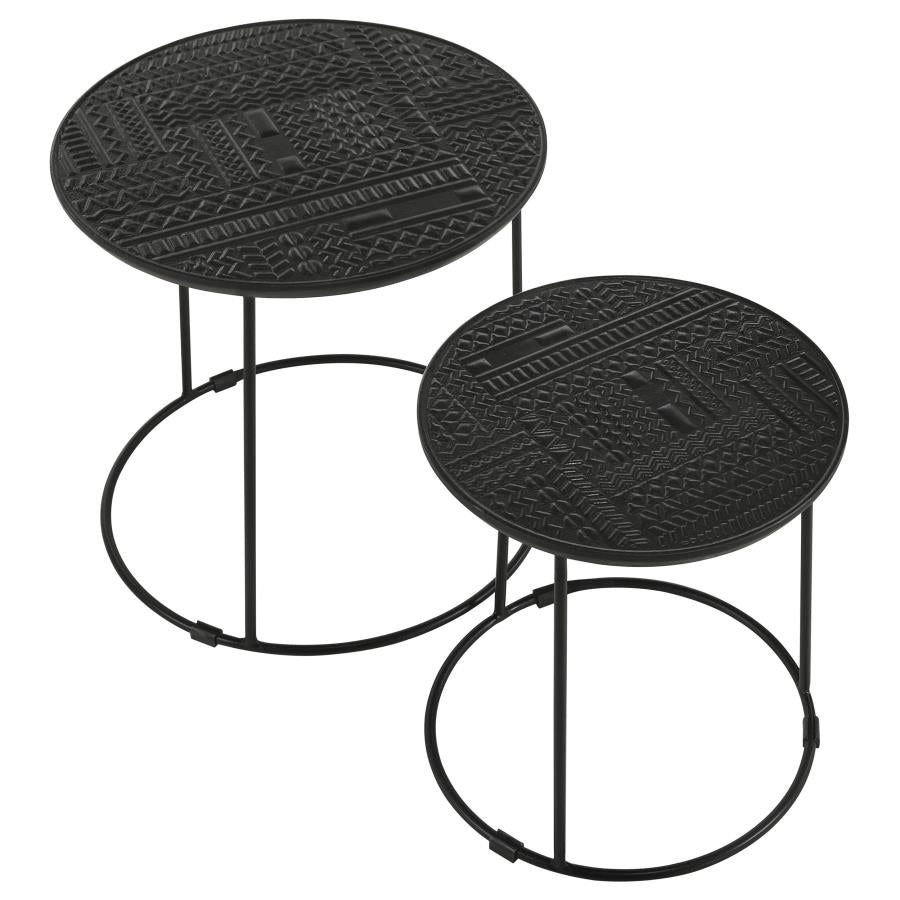 Loannis 2-piece Round Mango Wood Nesting Table Matte Black - 935842