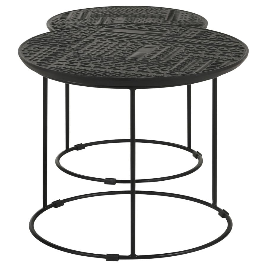 Loannis 2-piece Round Mango Wood Nesting Table Matte Black - 935842