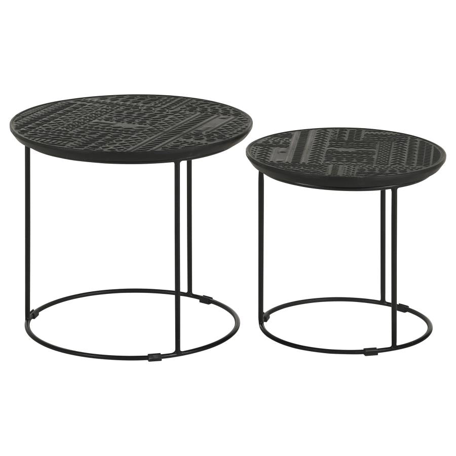 Loannis 2-piece Round Mango Wood Nesting Table Matte Black - 935842