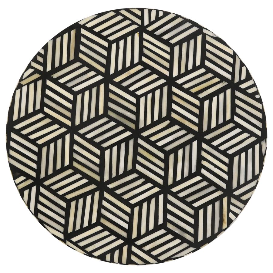 Xenia Round Bone Inlay Accent Side Table White and Gold - 935878