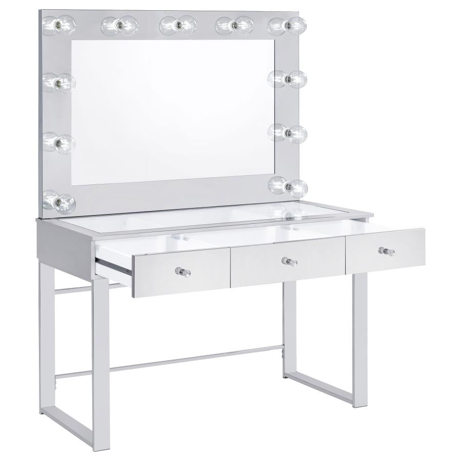 Umbridge 3-drawer Vanity Set with Lighting Chrome and White - 935934