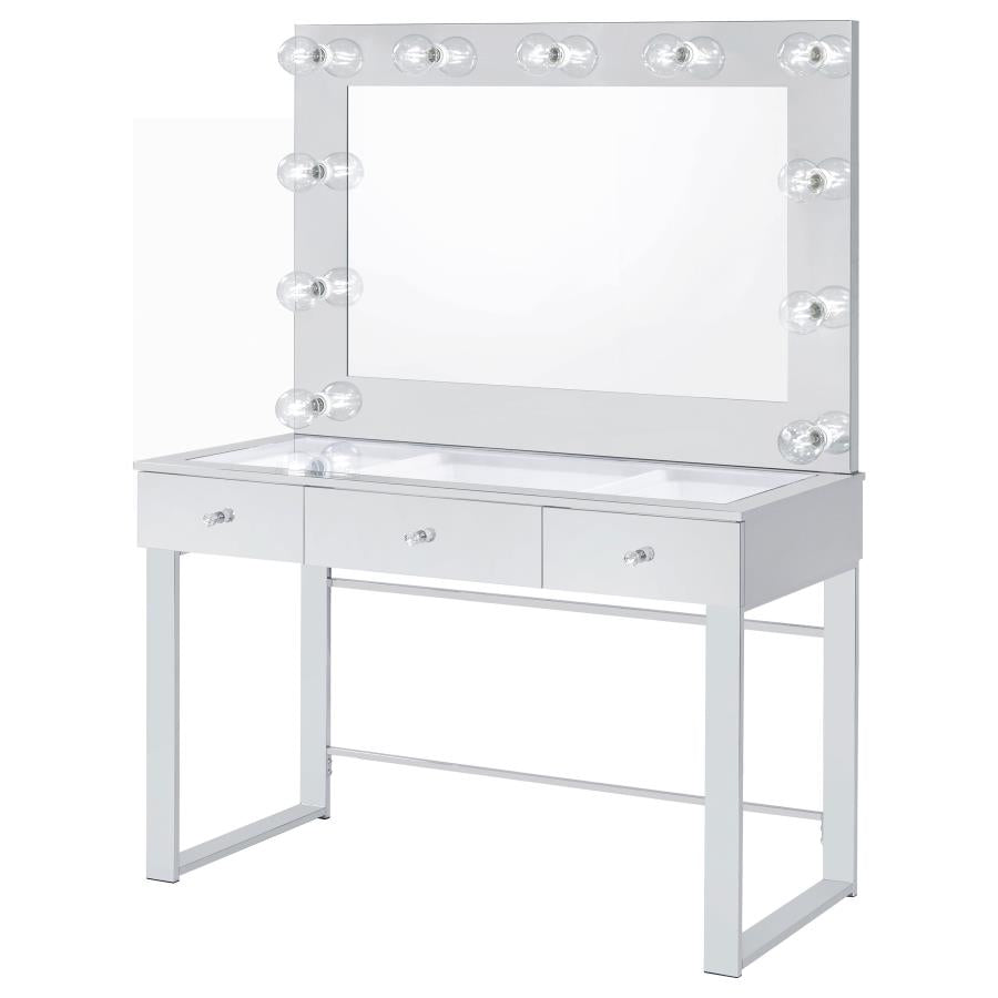 Umbridge 3-drawer Vanity Set with Lighting Chrome and White - 935934