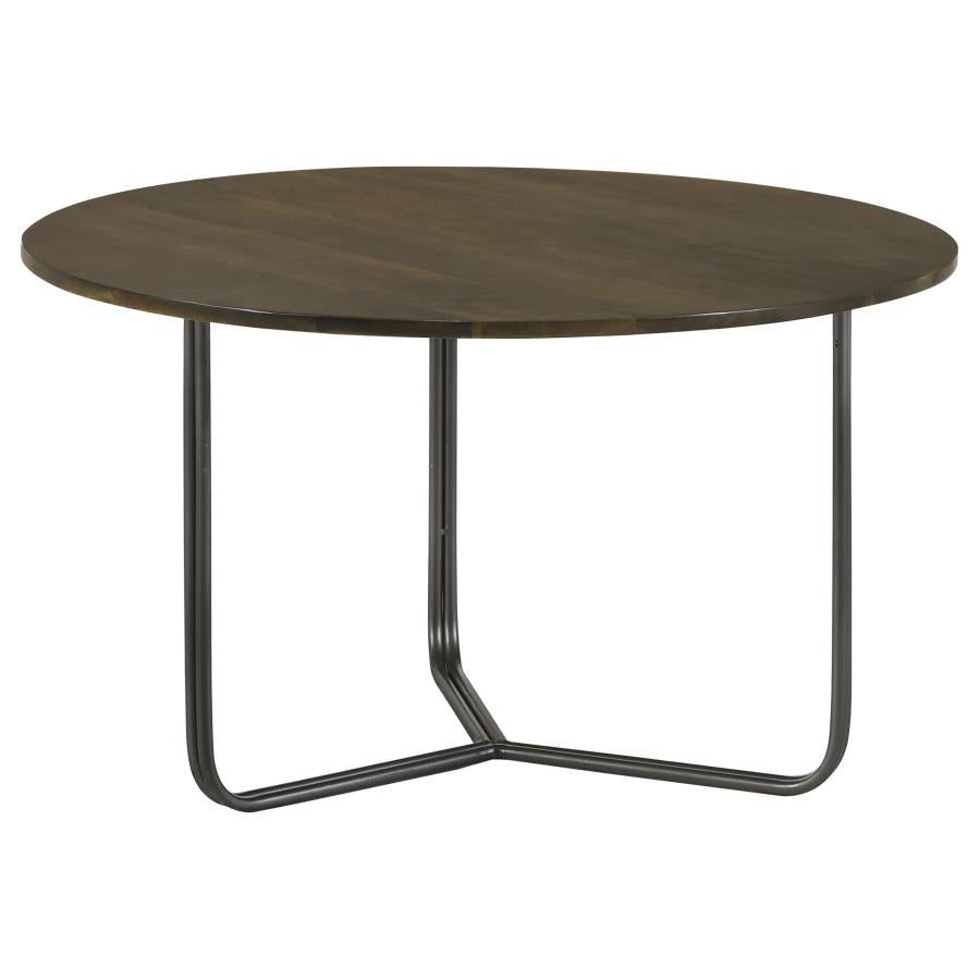 Yaritza Round Mango Wood Coffee Table Natural and Gunmetal - 935995