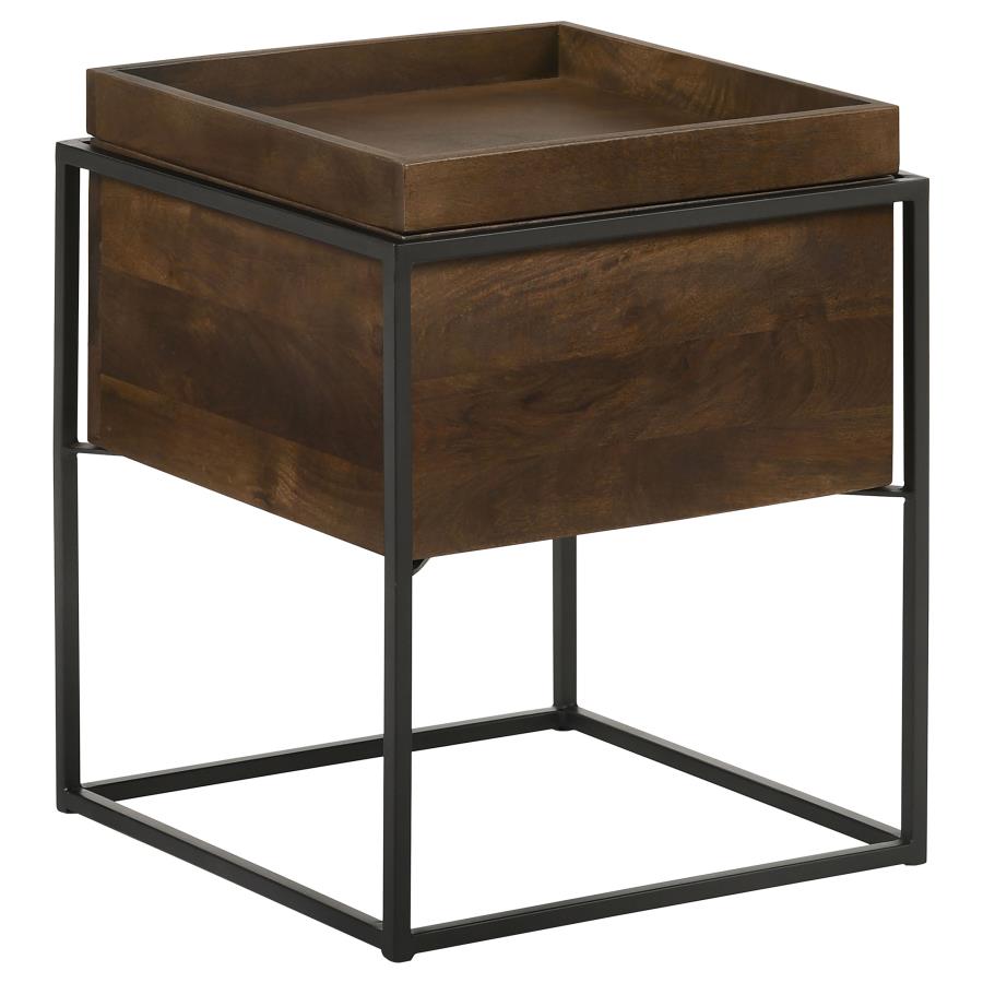 Ondrej Square Accent Side Table Removable Tray Dark Brown - 936007