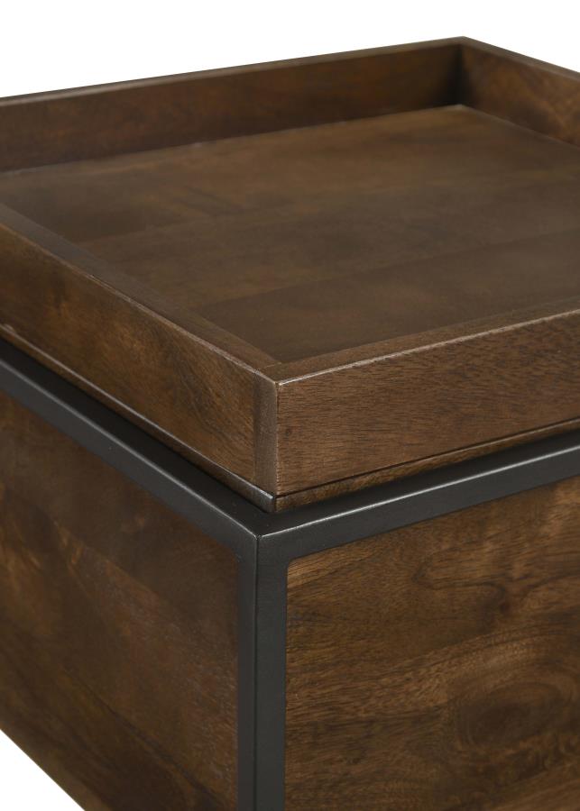Ondrej Square Accent Side Table Removable Tray Dark Brown - 936007
