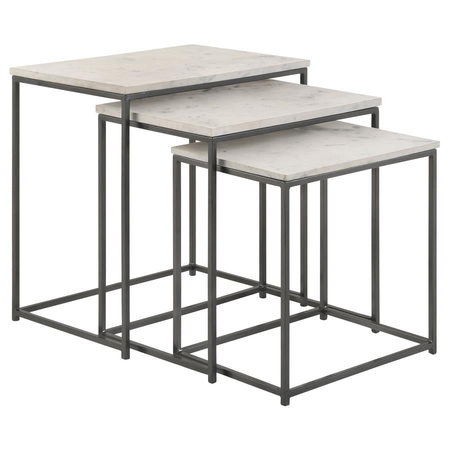 Medora 3-piece Marble Top Nesting Table Set White - 936016
