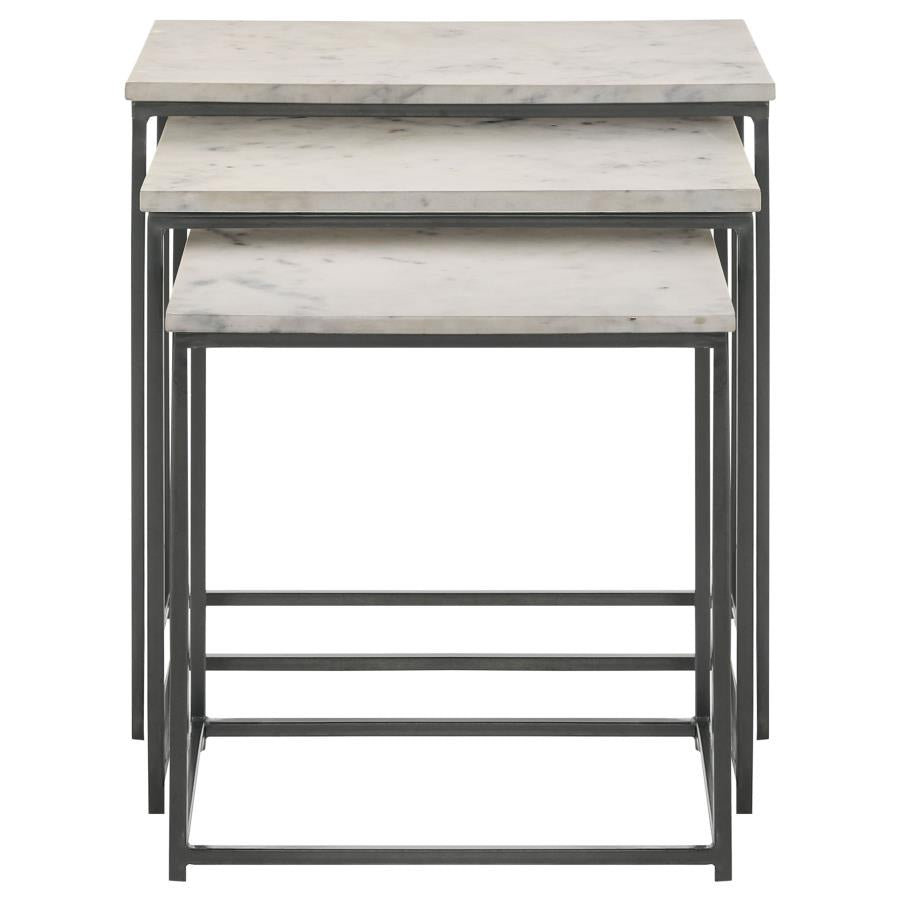 Medora 3-piece Marble Top Nesting Table Set White - 936016