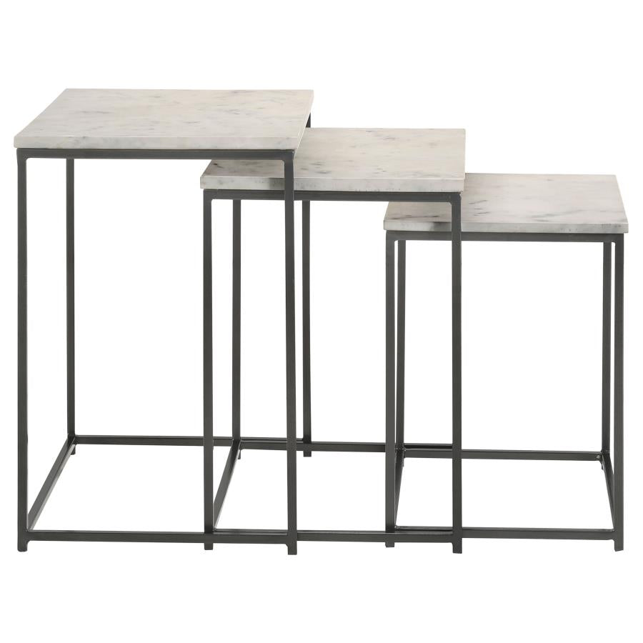 Medora 3-piece Marble Top Nesting Table Set White - 936016