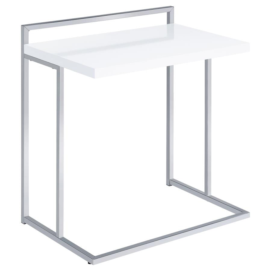 Dani Rectangular C-Shaped Sofa Side Table White High Gloss - 936118