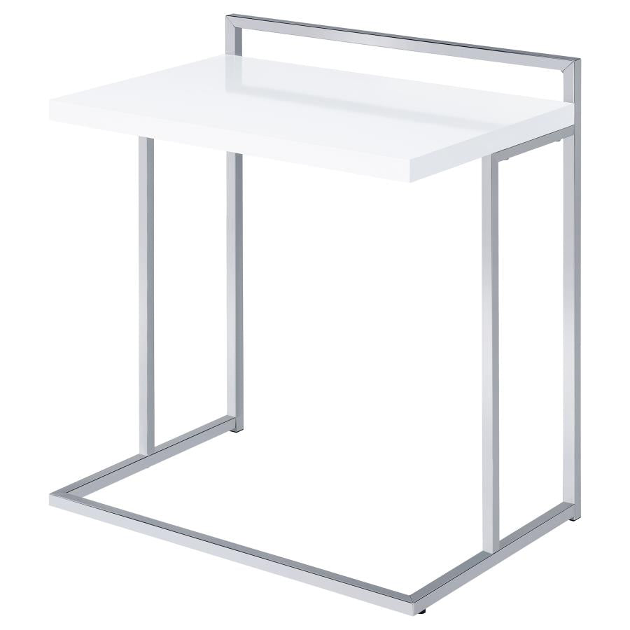 Dani Rectangular C-Shaped Sofa Side Table White High Gloss - 936118