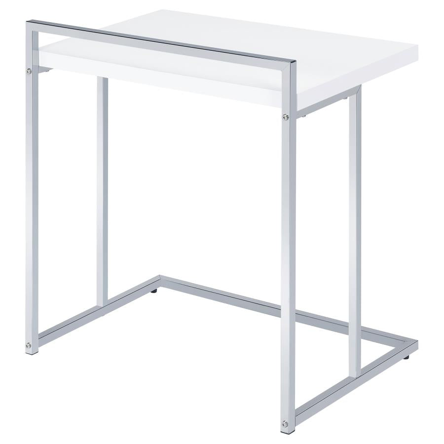 Dani Rectangular C-Shaped Sofa Side Table White High Gloss - 936118