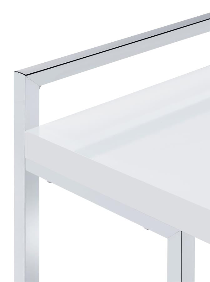 Dani Rectangular C-Shaped Sofa Side Table White High Gloss - 936118