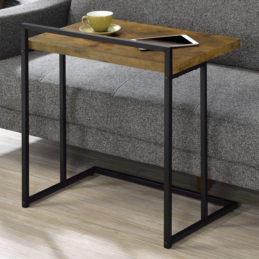 Dani Rectangular C-Shaped Sofa Side Table Rustic Nutmeg - 936122