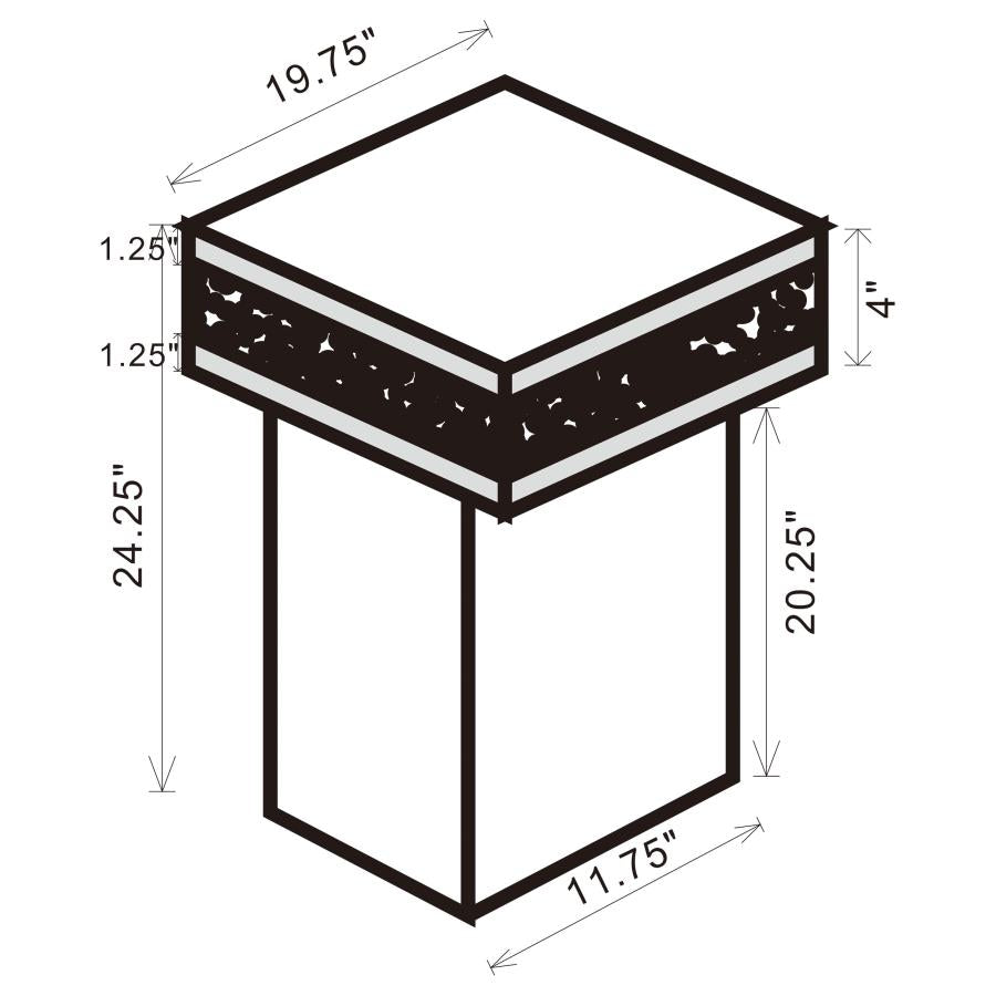 Elora Square Mirrored Accent Side Table Silver - 936137
