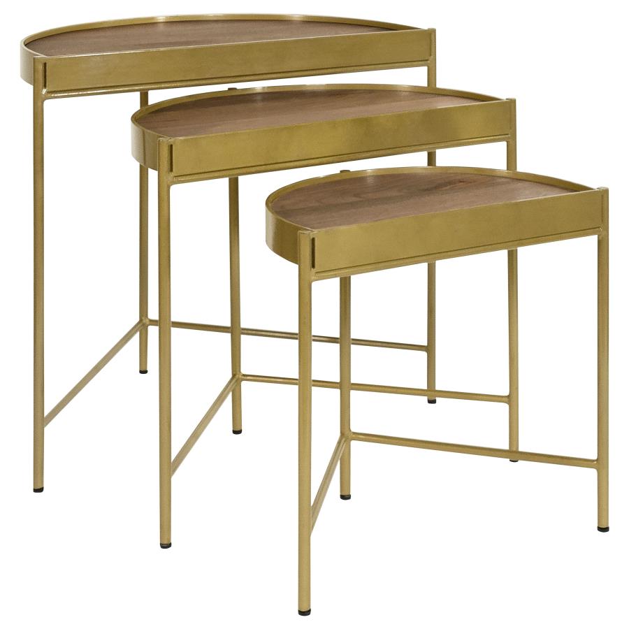 Tristen 3-Piece Demilune Nesting Table Brown and Gold - 936156